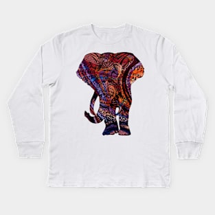 Intricate Asian Elephant Colorful Illustration Kids Long Sleeve T-Shirt